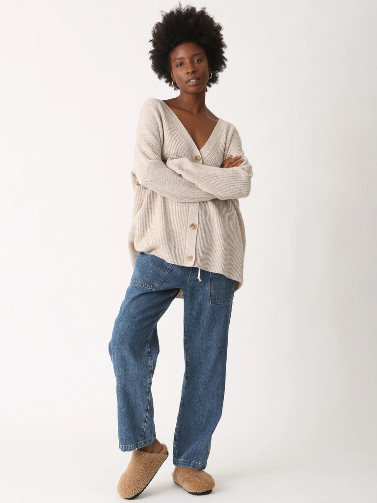 Wool Cashmere Everyday Cardigan Sweater Oatmeal Heather by Elect OCN Culture