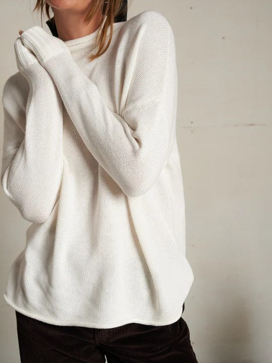 Nova cotton cashmere mock neck sweater - Sugar - Perfect White Tee