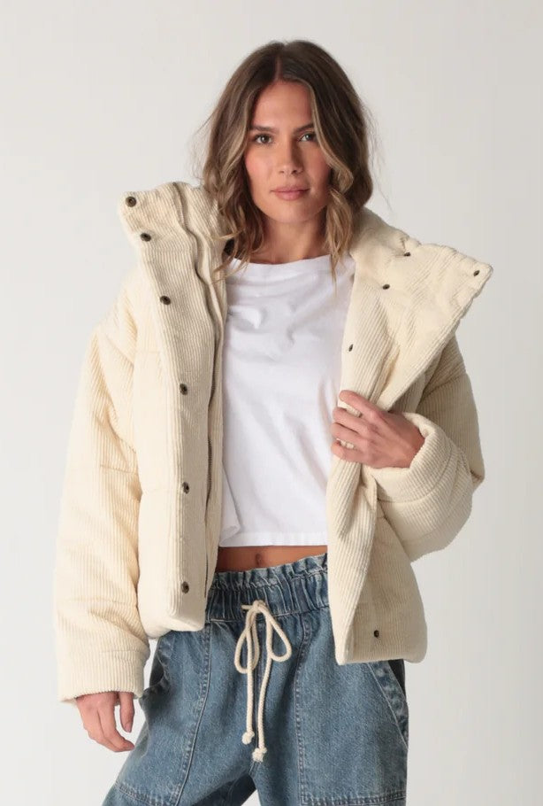 Puffer Corduroy Jacket - Bone - Electric & Rose