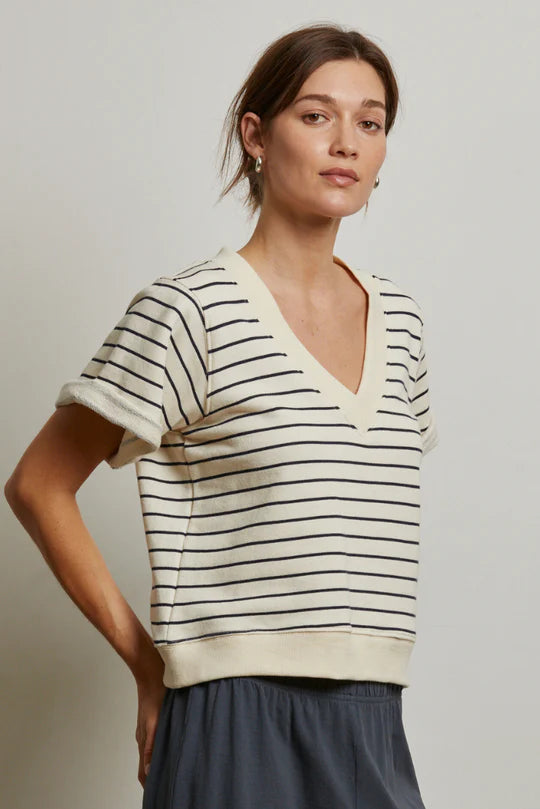 briggs stripe french terry short sleeve crew sweatshirt - Perfect White Tee