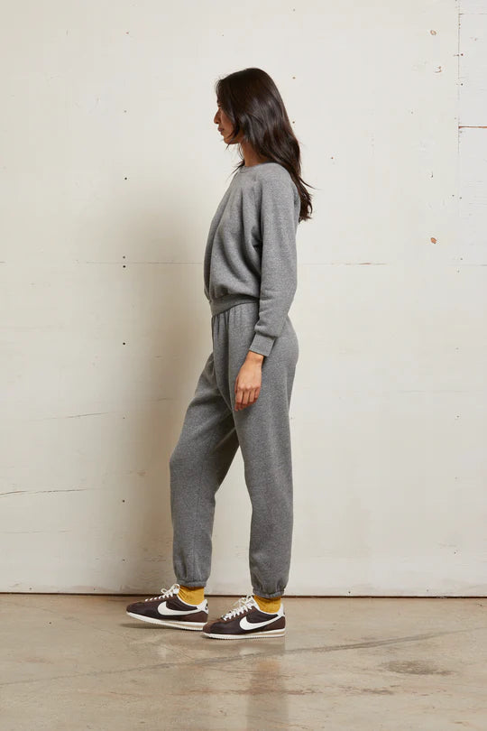 Stevie Sweatpants - Dark Heather Gray - Perfect White Tee