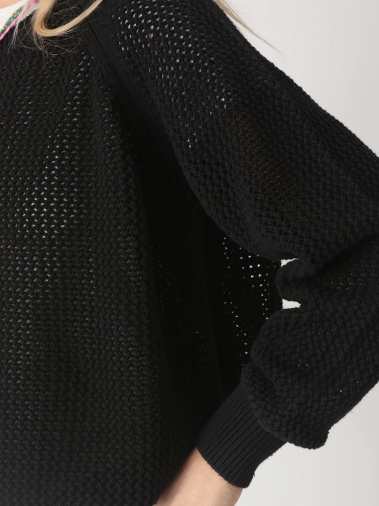 Chloe Cotton Sweater - Onyx Black - by Electric Rose
