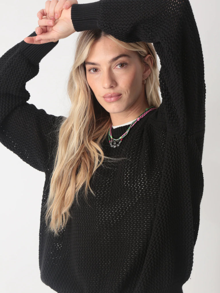 Chloe Cotton Sweater - Onyx Black - by Electric Rose