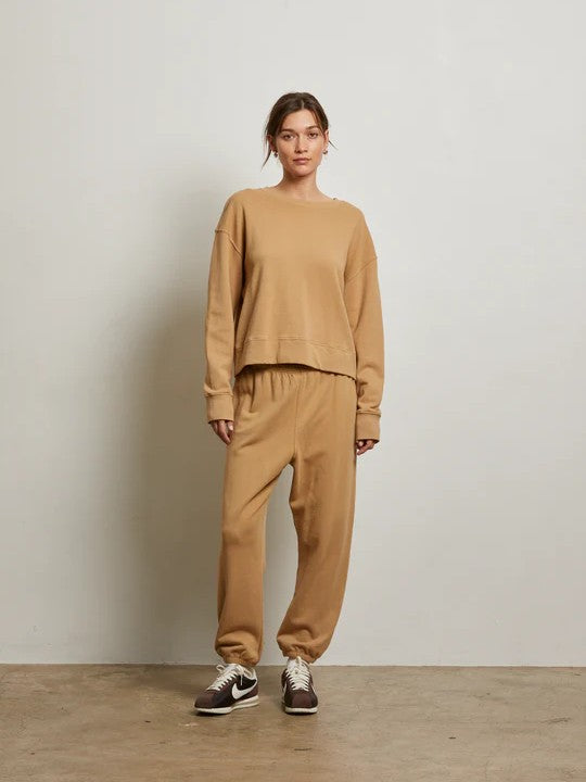 Johnny Jogger French Terry Sweatpants - Suede - Perfect White Tee