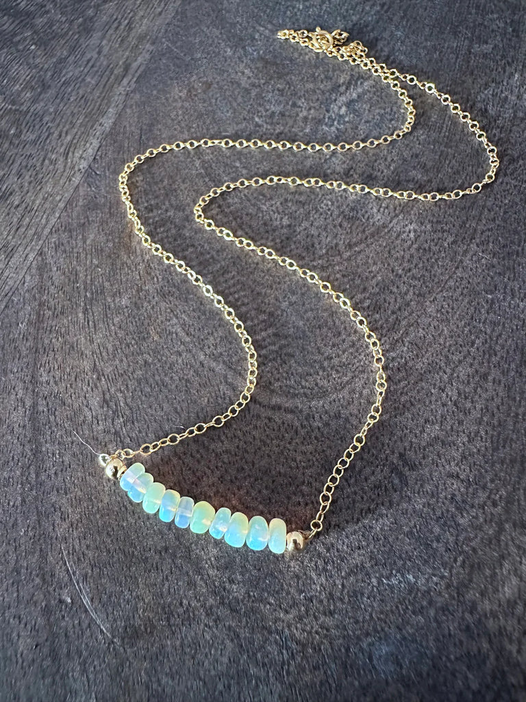 Ethiopian Opal Bar 19" Gold Filled Necklace by Tide & Tied