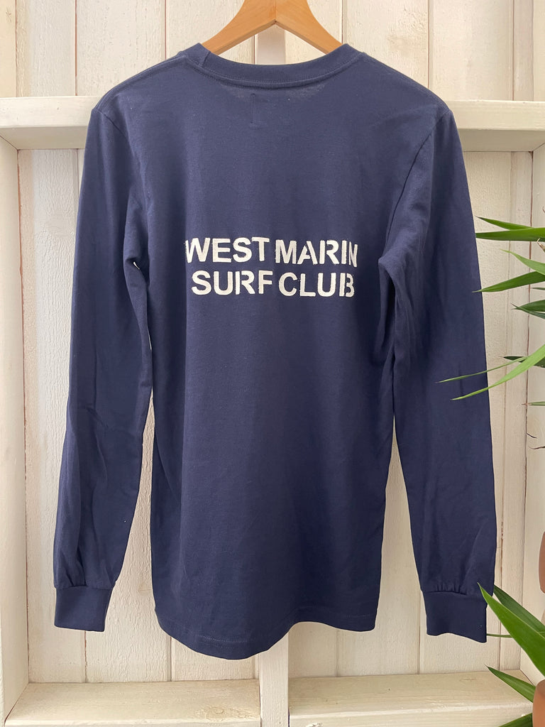 Heavy Jersey Long Sleeve Crewneck T (UNISEX) Navy - WEST MARIN SURF CLUB / OCN Culture