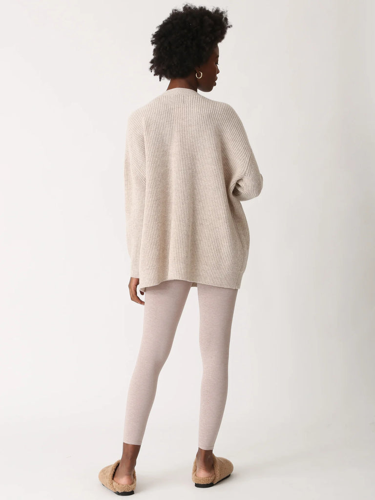 Wool & Cashmere Everyday Cardigan Sweater - Oatmeal Heather  - by Electric Rosen