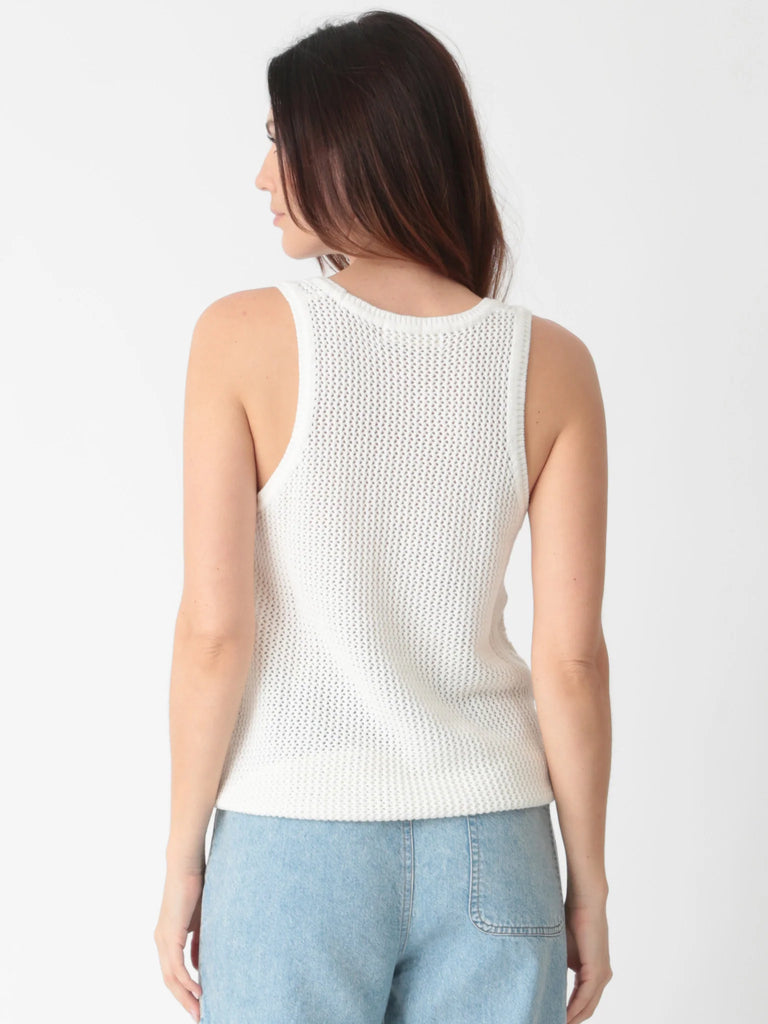 Jayson Cotton Sweater Tank - Ivory/ White - by Electric Rose