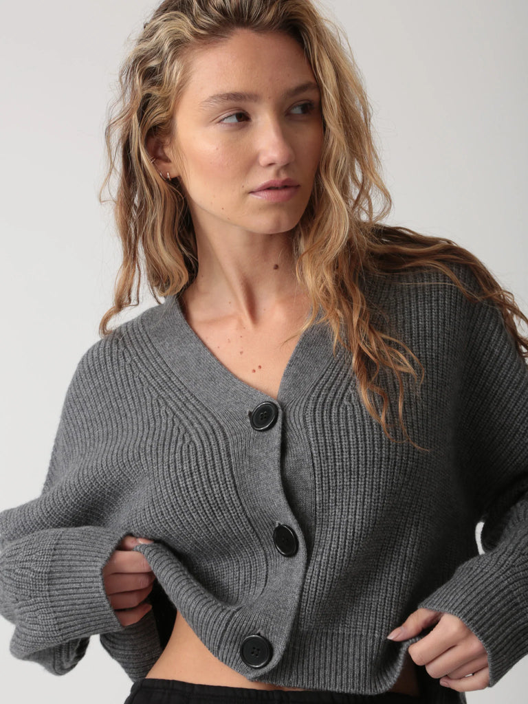 Katie Cardigan Sweater - Heather Grey - by Electric Rose