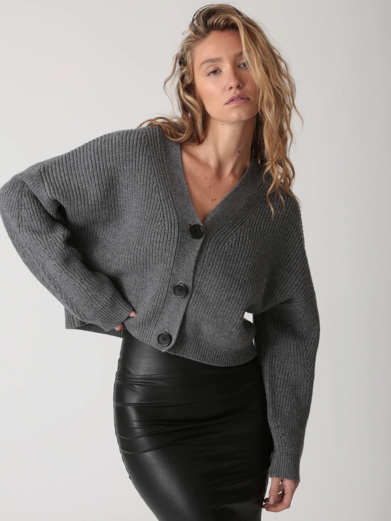 Katie Cardigan Sweater - Heather Grey - by Electric Rose