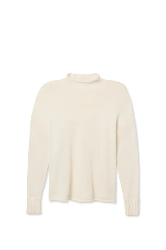 Nova cotton cashmere mock neck sweater - Sugar - Perfect White Tee