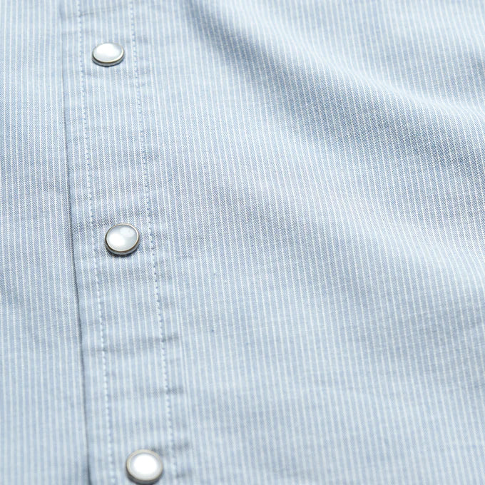 Crosscut Deluxe Shortsleeve Shirt - Seagrass : Faded Blue Microstripe / Howler Bros