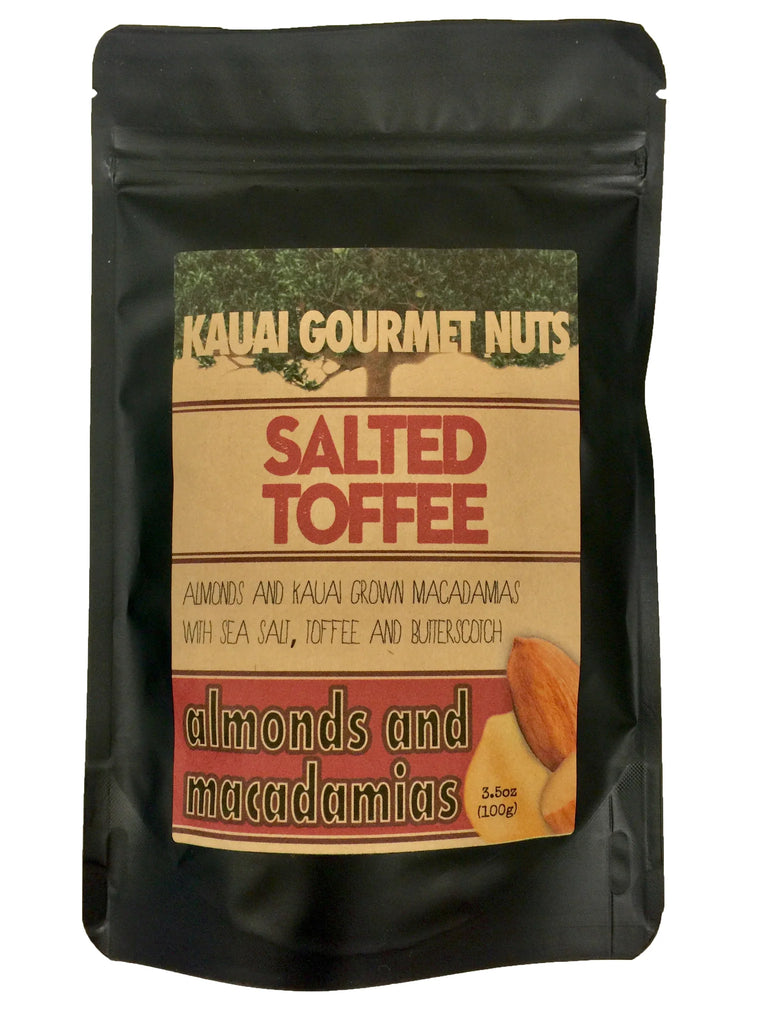 Salted Toffee Almonds and Macadamias 3.5 oz - KAUAI GOURMET NUTS