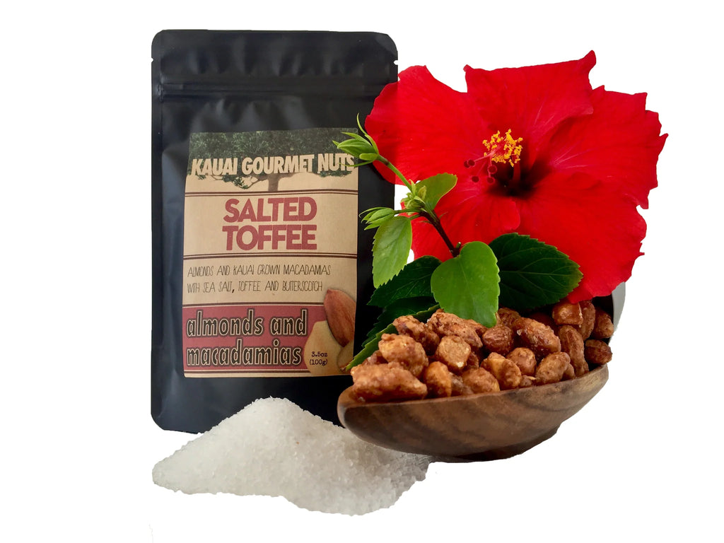Salted Toffee Almonds and Macadamias 3.5 oz - KAUAI GOURMET NUTS