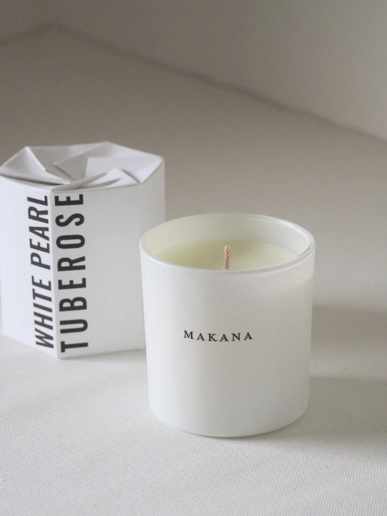 White Pearl Tuberose Pliage Candle - Makana
