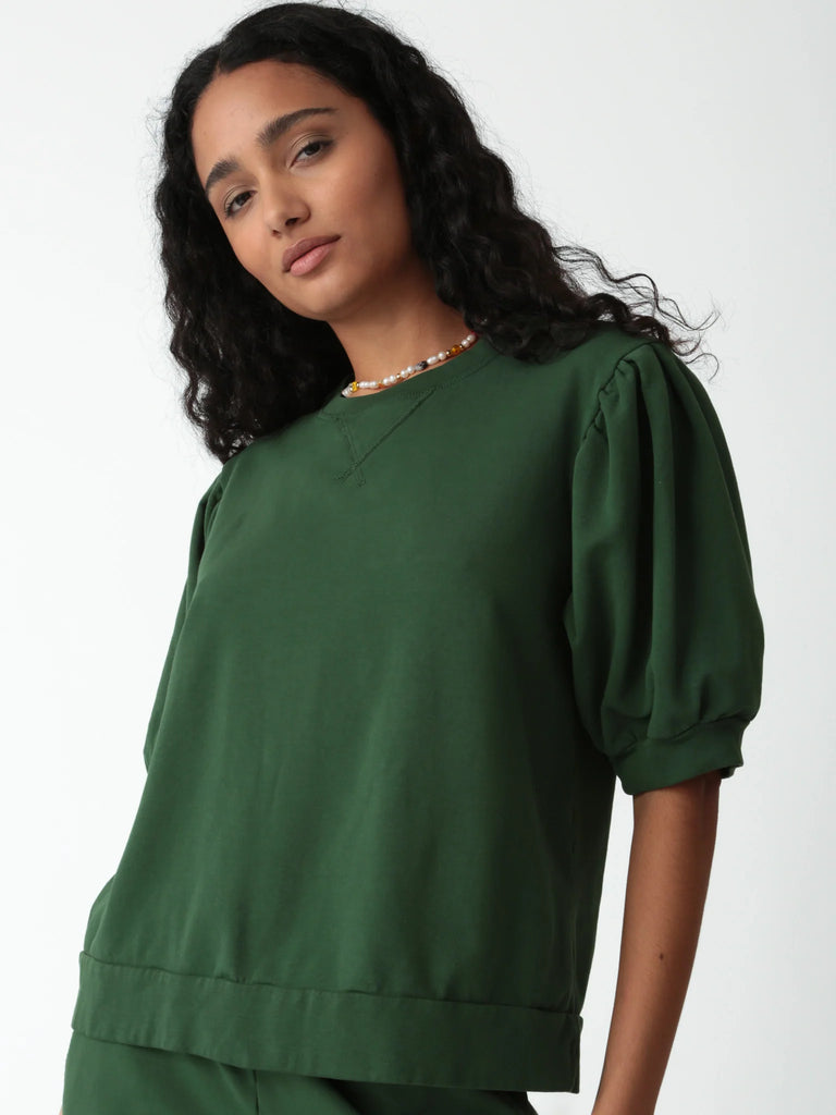 Casey Short Sleeve Sweatshirt - Olive Green - by Electric Rose