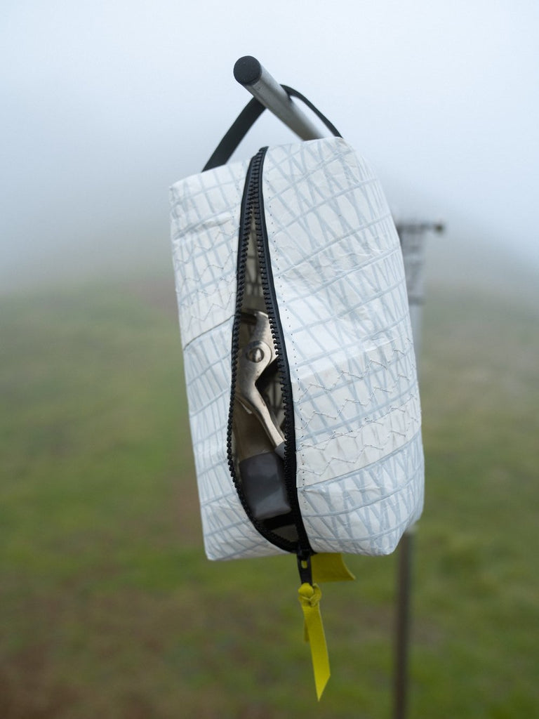 Large Dopp Kit Bag - Striped Gray and White -  Landfall Leatherworks
