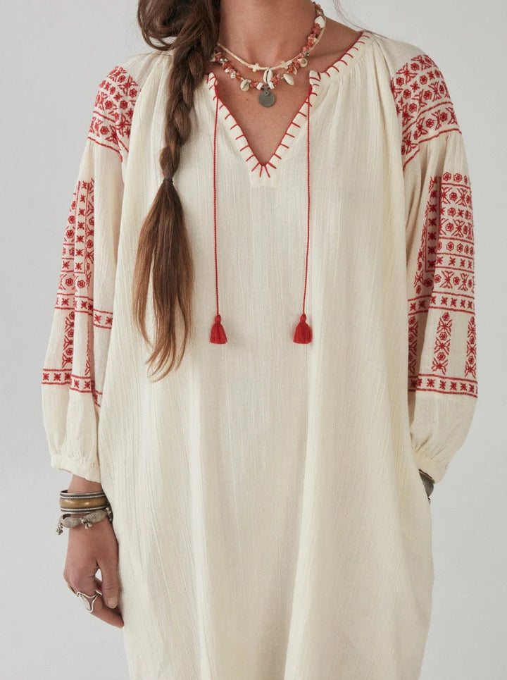 Guadalupe Tunic Dress - Oaxaca Rojo - by Maison Hotel