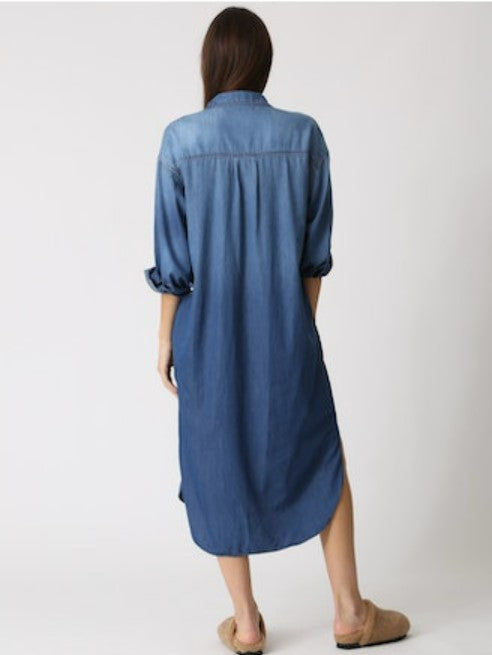 Hazel Shirt Dress - Chambray Denim Blue  (by Electric Rose)