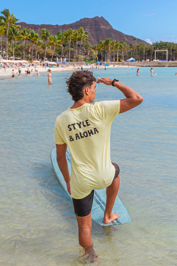 JTR "Style + Aloha" Organic T-Shirt  - Butter Yellow / OCN Culture