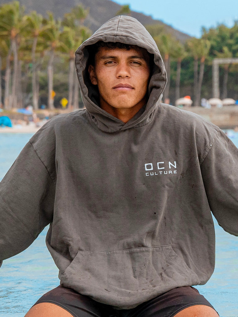 JTR “Hawaii” Organic Hoodie Sweatshirt (UNISEX) - Driftwood Brown / OCN CULTURE
