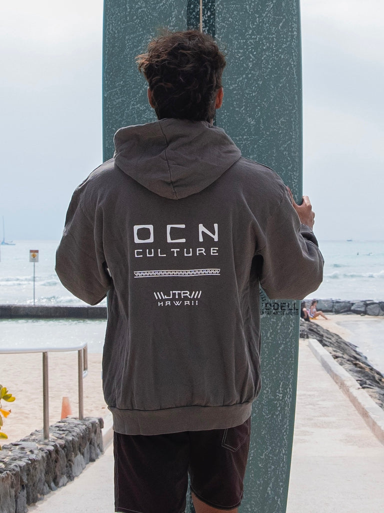 JTR “Hawaii” Organic Hoodie Sweatshirt (UNISEX) - Driftwood Brown / OCN CULTURE