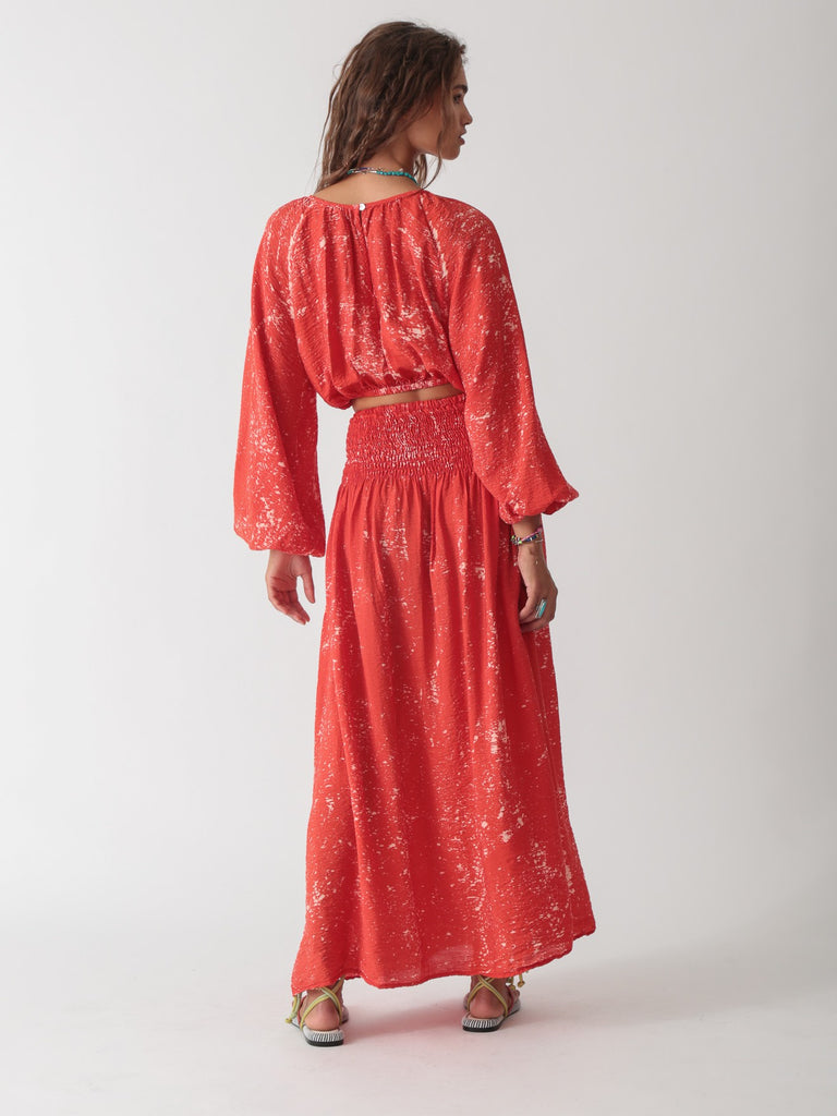 Lily Skirt - Red Spray - Electric Rose