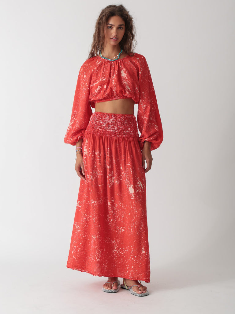 Lily Skirt - Red Spray - Electric Rose