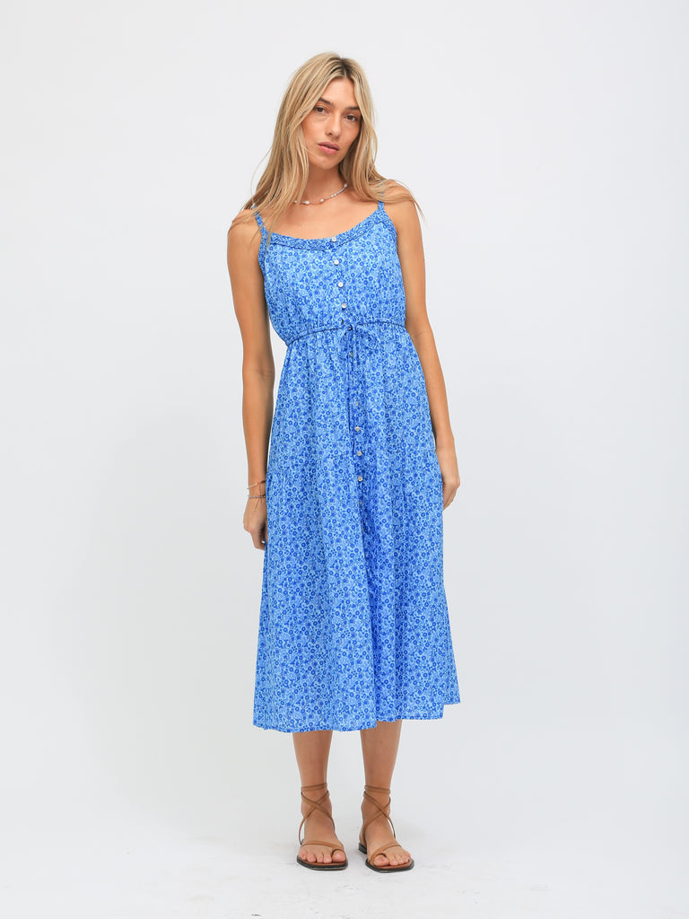 Quinn Dress-Pansy Floral Sky Blue (by Electric Rose)
