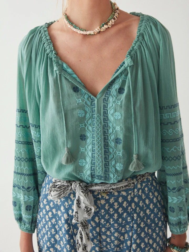 Sybille Blouse - Tirreno Green - by Maison Hotel