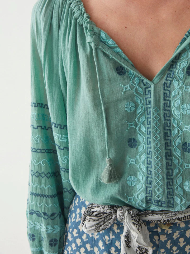 Sybille Blouse - Tirreno Green - by Maison Hotel