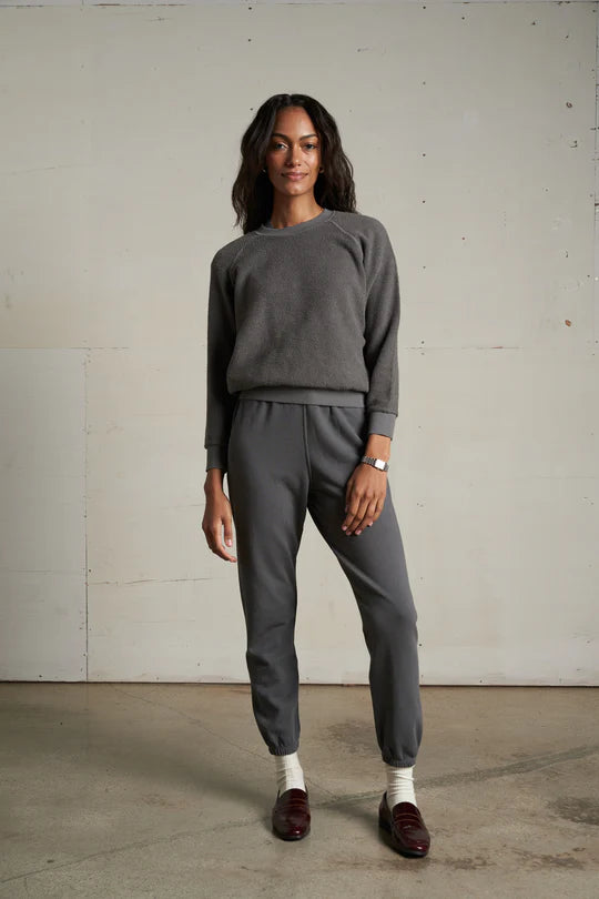 Ziggy Crewneck Sweatshirt - Charcoal Gray - Perfect White Tee