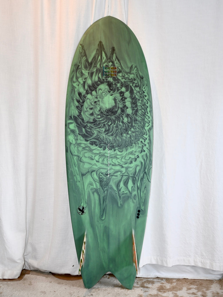 Locus Surfboards By Tyler Hopkins 5’8” Blue Fin Fish w/ Wood Fins