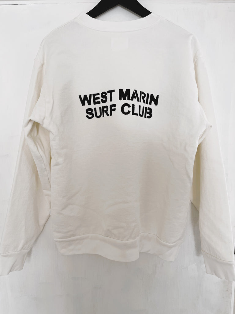 Organic Crewneck Sweatshirt - White (WEST MARIN SURF CLUB)